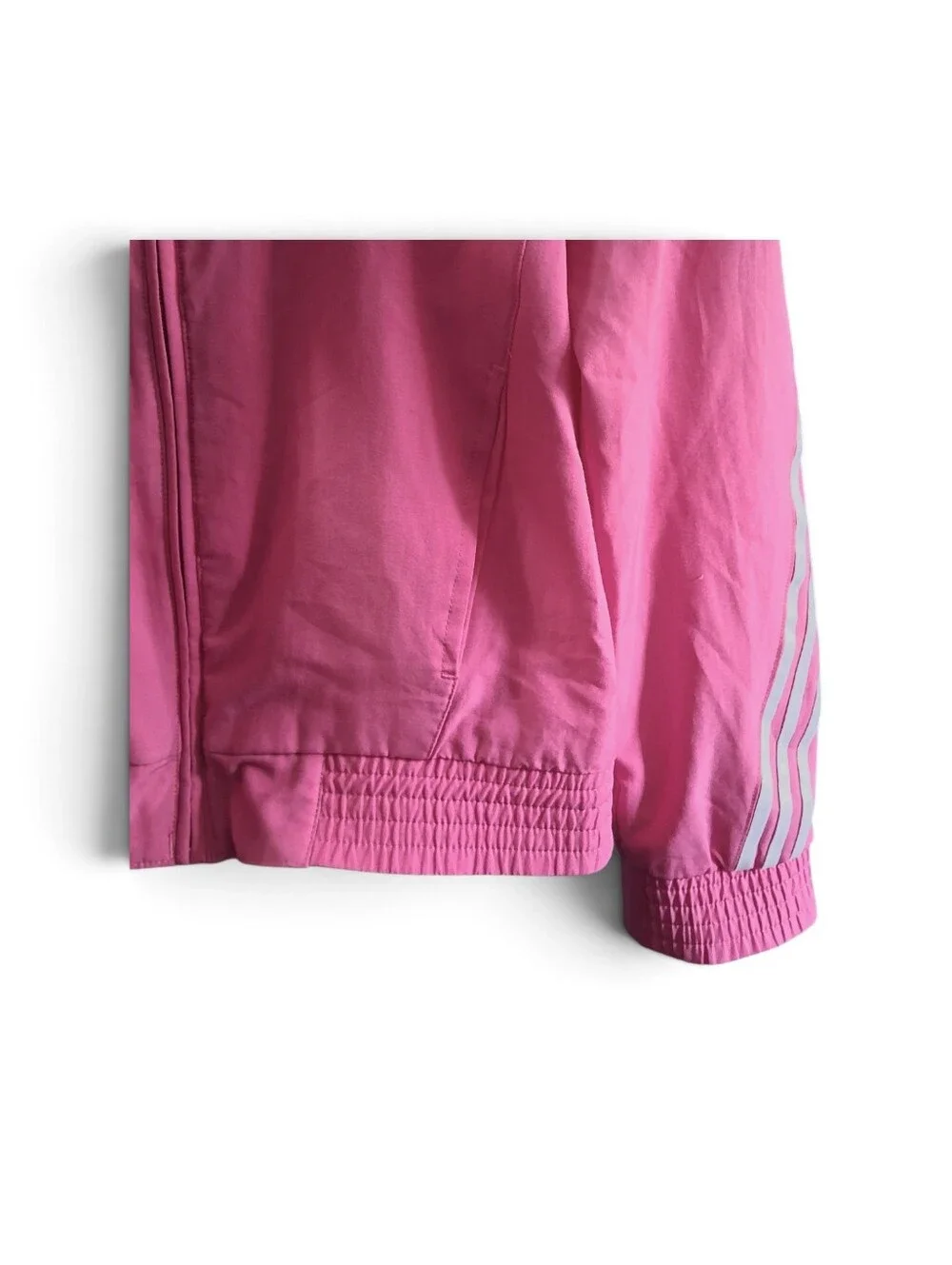 Vintage Adidas Girls Full Zip Track Jacket Pink White Stripes Size Large